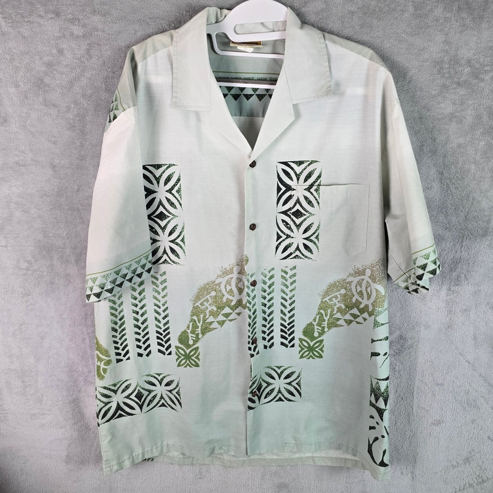 VTG Winnie Fashion Men XL Hawaiian Shirt Turtle Monstera Made‎ in Hawaii